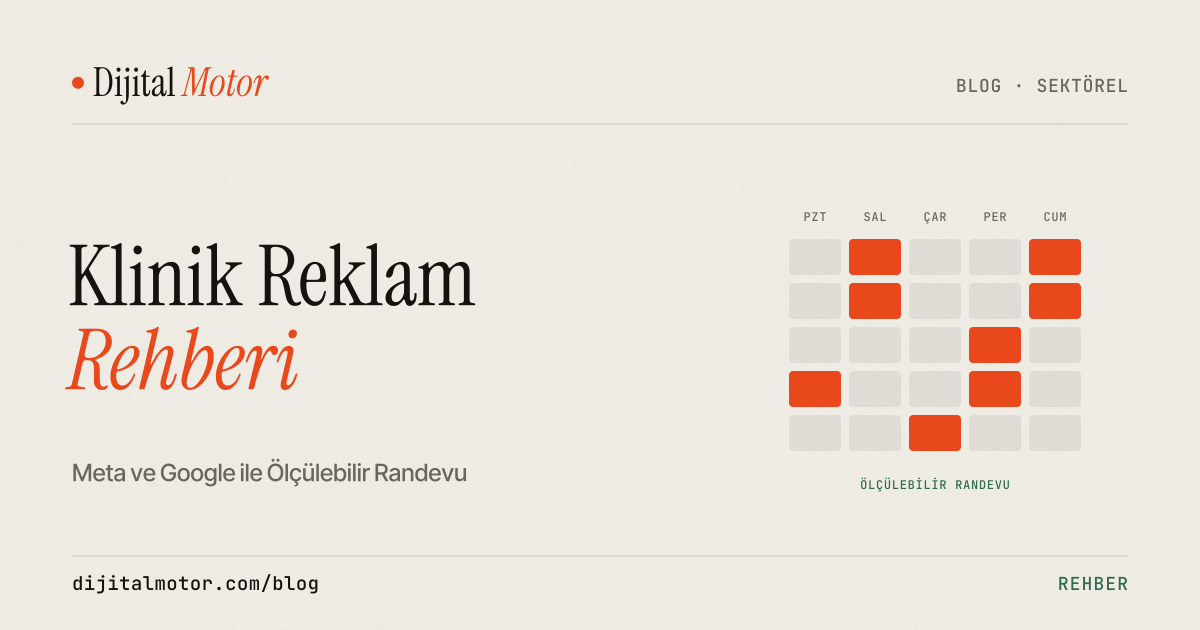 Klinik için Meta ve Google reklamlarından gelen randevu, WhatsApp ve telefon taleplerinin ölçüldüğü reklam paneli görünümü
